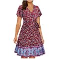 thumbnail image 3 of Leutsin Robe Maxi Décontractée pour Femmes à Imprimé Floral, Manches Longues, Col en V, Grande Taille, Robes Maxi Grande Taille, 3 of 8