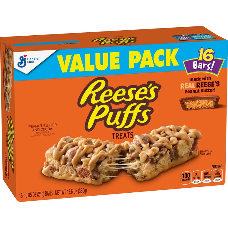 Puffs Breakfast Cereal Treat Bars, Peanut Butter & Cocoa, 16 ct