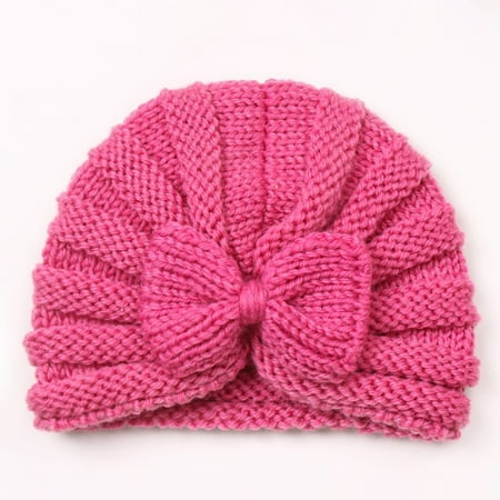 

STEADY Newborn Hats Big Bow Baby Cap Cotton Cute Hat Newborn Beanie Infant Boys Hats Textured Knit Caps Hat One Size / Hot Pink