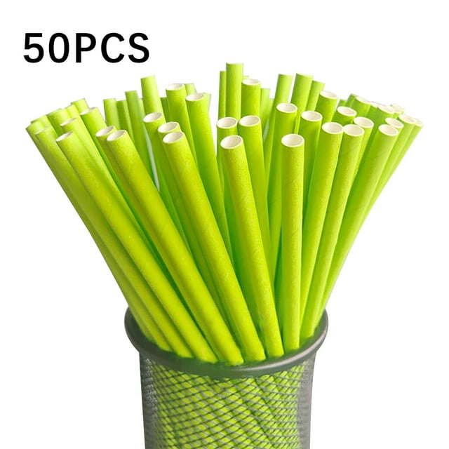 Fiudx Pajitas de Papel Desechables, Diseño Ecológico, Sin Químicos Dañinos, Resistentes y Seguras para Bebidas Frías o Calientes, Decoración para Fiestas, Perfectas para Celebraciones, Paquete de 50.