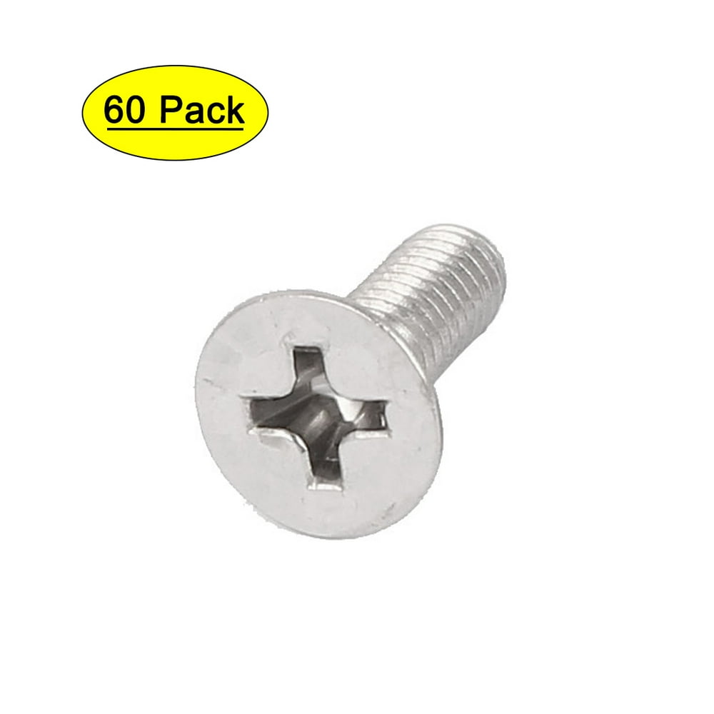 Uxcell M2.5x6mm 316 Stainless Steel Flat Head Machine Screws Bolts (60