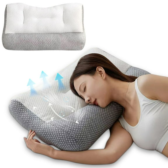 sruoe Cervical Pillow for Neck Pain, Pillows for Bed Cervical Neck, Neck Pillow for Sleeping, Soft Portable Adjustable Breathable Ergonomic Neck Pillow, Pillows for Household, Student Dormitory
