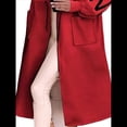 thumbnail image 3 of Chaqueta Cortavientos de Punto con Capucha y Larga para Mujer, de Gran Tamaño, Informal, con Cordón Ajustable en la Cintura y Cremallera. Rojo S, 3 of 7