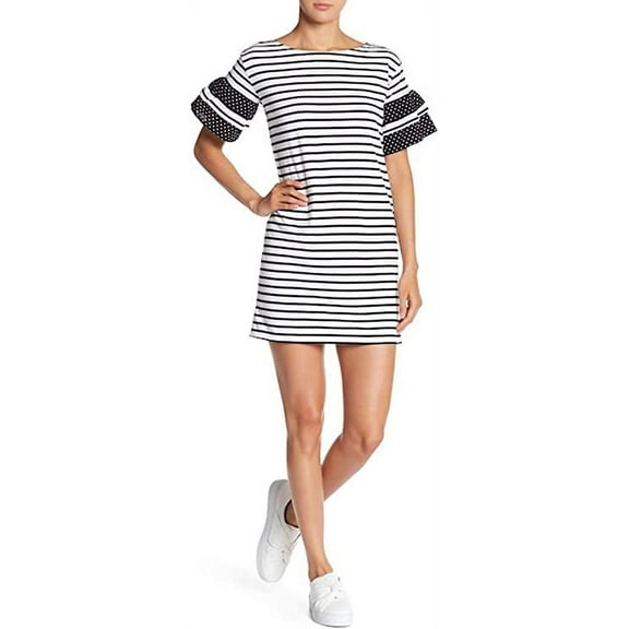 Romeo & Juliet Couture Striped Polka Dot Tier Sleeve Dress - Medium