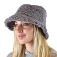 thumbnail image 2 of C.C Women's Winter Faux Fur Teddy Style Fisherman Bucket Hat, Gray, 2 of 4