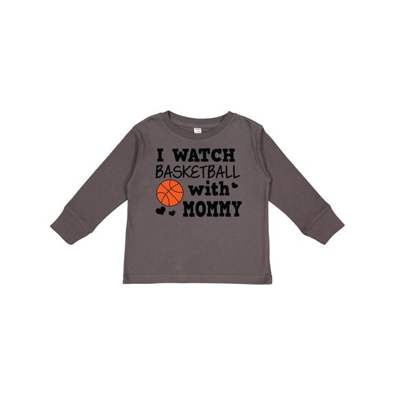 Inktastic I Watch Basketball with Mommy Boys Long Sleeve Toddler T-Shirt