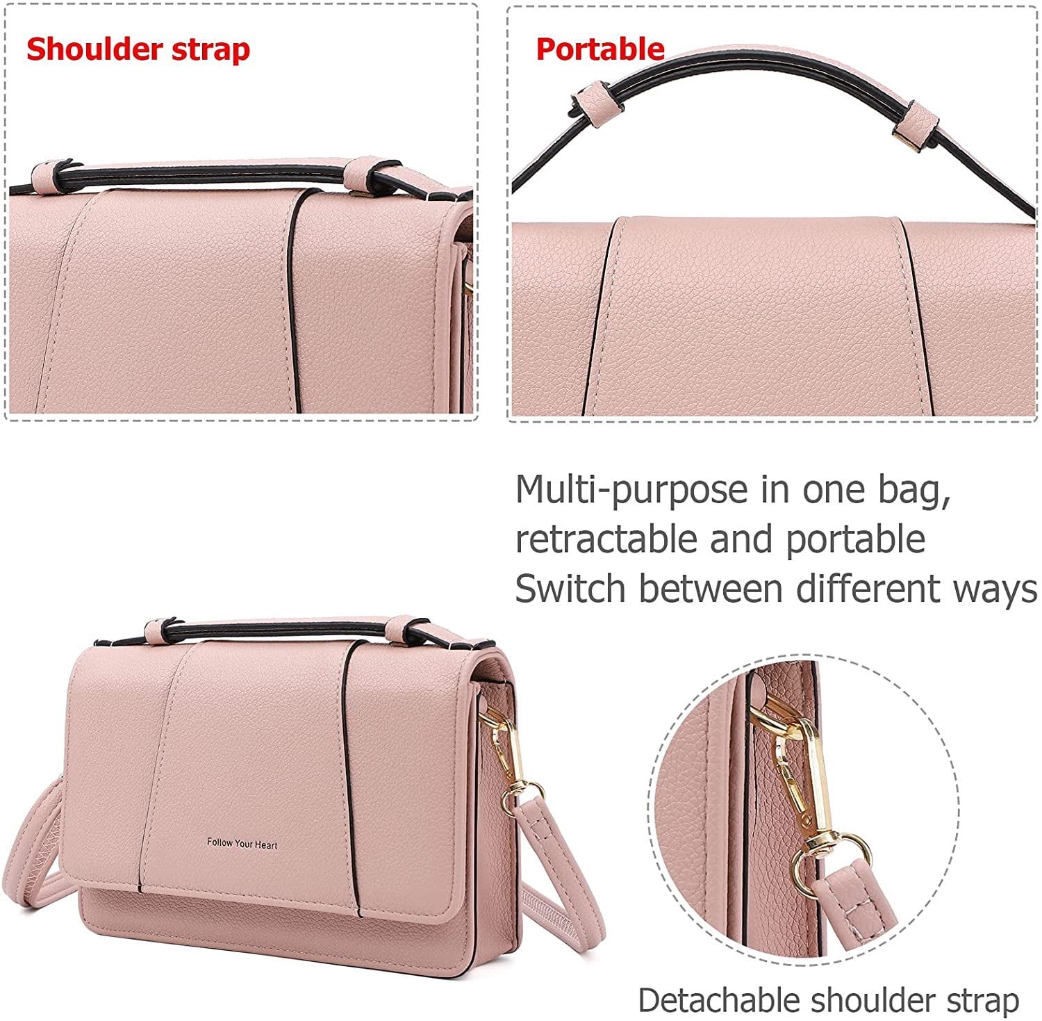 Small Crossbody Handbag for Women, Lightweight Shoulder Messenger Bag Clutch Purse Top Handle Phone Bag