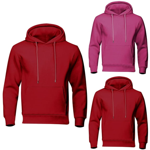 Wlynlyn Hoodies for Men Casual Fall Long Sleeve Pullover Tops Solid Fleece Drawstring Outwear Sweatshirts with Pocket