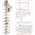 thumbnail image 3 of Tall Narrow Shoe Rack 10-Tier Skinny Shoe Shelf Storage for 10-15 Pairs Shoes and Boots, Space Saving Corner Shoe Rack Organizer for Closet, Entryway, Garage, Living Room,White, 3 of 8