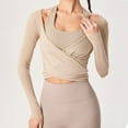 thumbnail image 2 of Womens Ballet Wrap Tops Pilates Wrap Tie Front Shirt Yoga Dance Workout Shirt Blouse Y2k Long Sleeve V Neck Yoga Tops, 2 of 8
