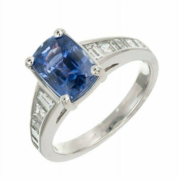 HeartsAndYou 2.2ct Natural Sapphire & Diamond Ring Accent Solitaire 100% 14k SOLID White Gold