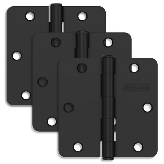 Schlage 1012 Pack Of Three 3.5" X 3.5" Plain Bearing 1/4" Radius Corner Mortise Hinges -