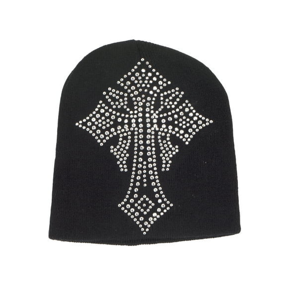 Gravity Threads Studded Cross Beanie Black