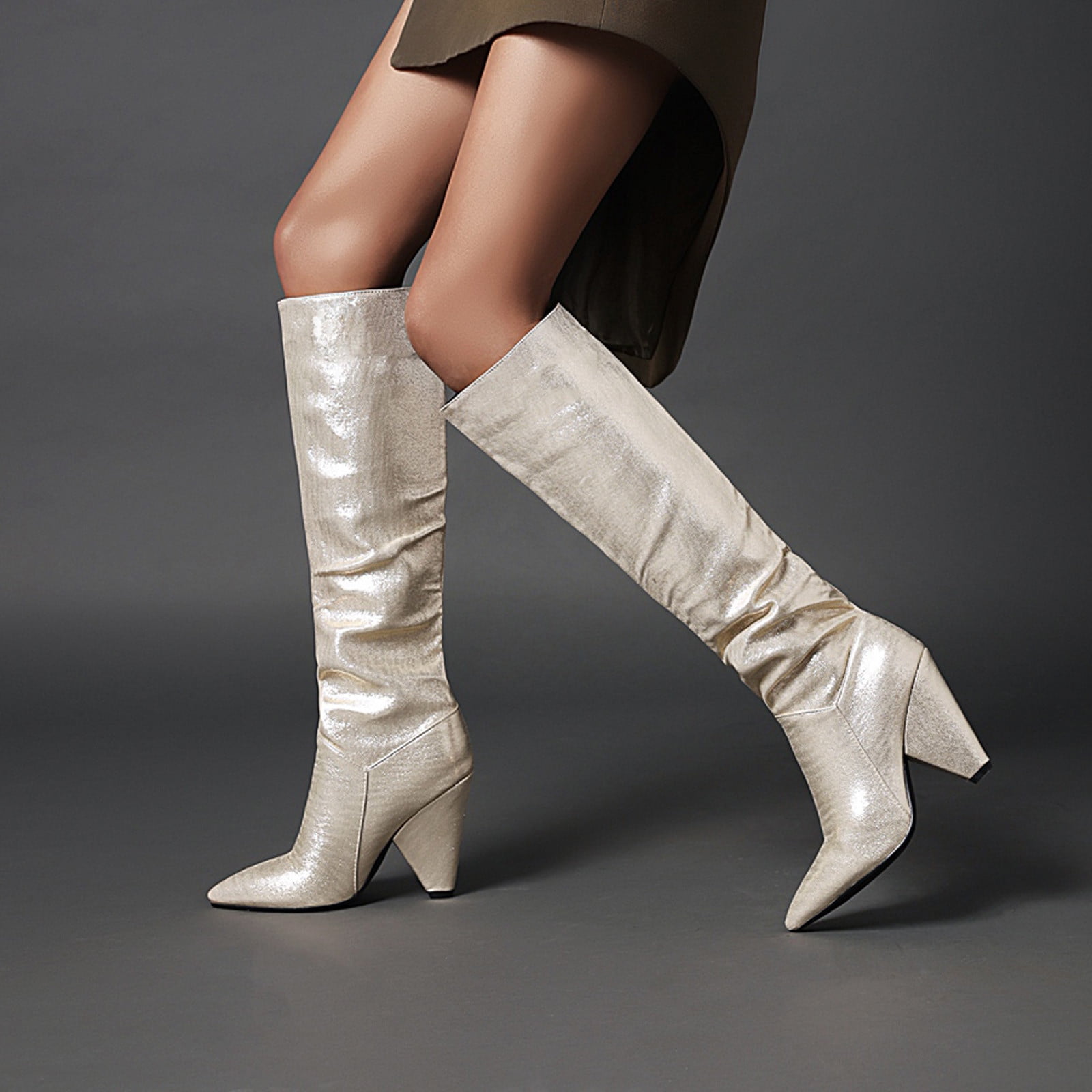 Summer Saving Clearance AXXD High-Heels Knee High Boots,Rain Boots For Women Fall Autumn Knee-High Snow Boots Work Shoes Women Ladies Boots For Clearence