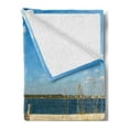 thumbnail image 2 of Beach Soft Flannel Fleece Blanket, Perdido Beach and Long Pier Deck over Sand Gulf of Mexico South America Resort Theme, Cozy Plush for Indoor and Outdoor Use, 60" x 80", Cream Blue, by Ambesonne, 2 of 5