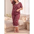 thumbnail image 4 of Cueply Women Plus Size Pajamas Set Short Sleeve Pjs Sleepwear Loungewear Nightwear with Pockets, 4 of 8