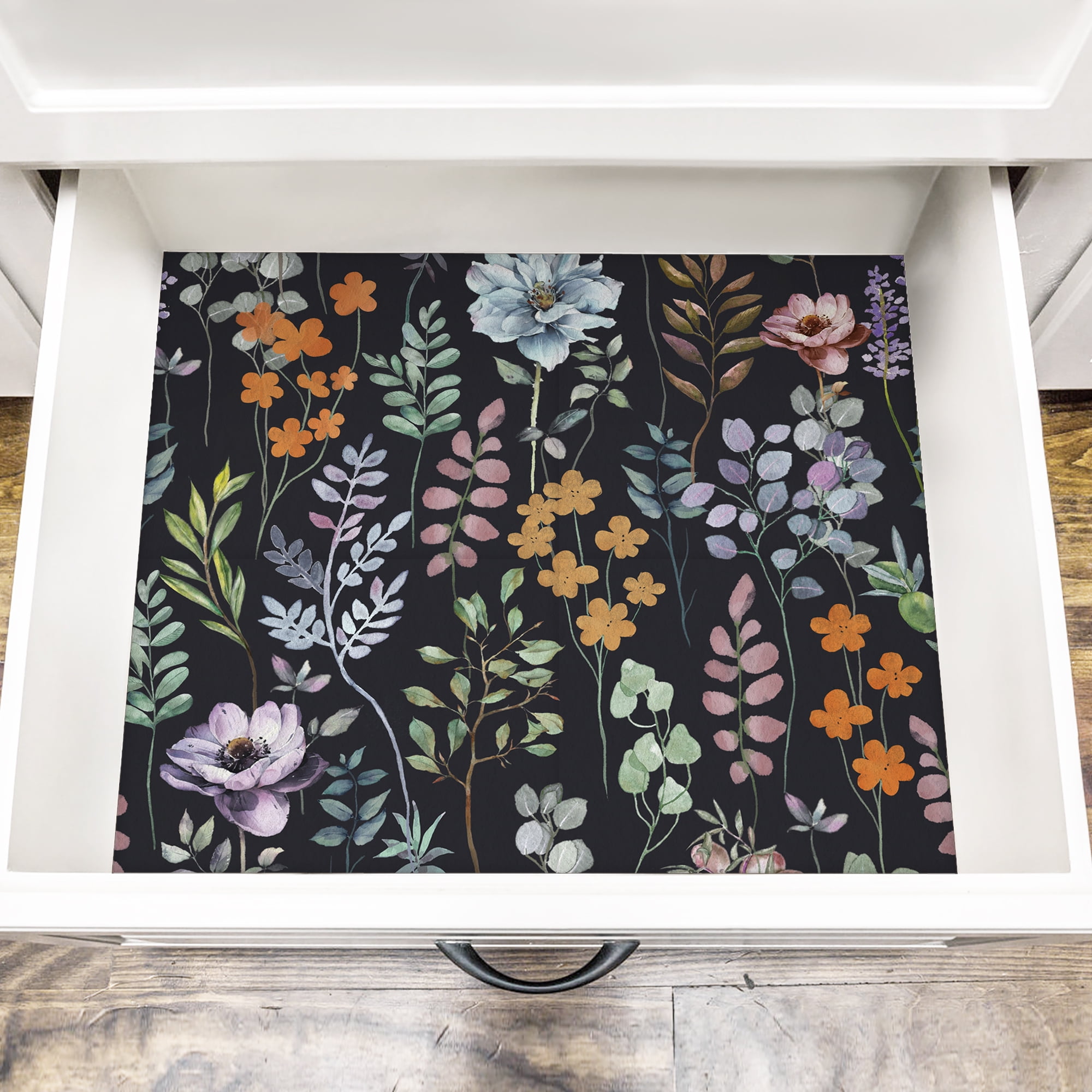 (4 pack) UMIGGEE Floral Wallpaper Peel and Stick Flower Black Wall Paper Self Adhesive Wallpaper 17.7-in x 118-in Contact Paper Removable Wallpaper for Home Decor Wall Covering Old Furniture Renovation