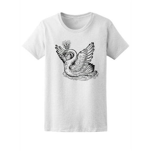Fantasy Swan Princess Bird Open Wings T-Shirt Women -Image by Shutterstock, Female XX-Large