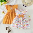 thumbnail image 2 of MEZZALL 2-Pack Girls Dresses Casual Summer Rainbow Floral Print Dress With Puff Sleeves For Baby Toddler Outing Photo Soft Baby Wear, 2 of 9