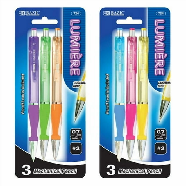 Bazic 724 Lumiere Crayon Mécanique 0.7 mm avec Poignée (3/Pack) Lot de 24