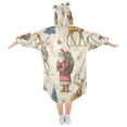 thumbnail image 2 of Wearable Blanket with Sleeves and Pocket Oversized Hooded Sweatshirt 3-14 YR Retro Santa Claus and Reindeer S, 2 of 7