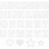 30PCS Acrylic Rhinestone Templates: Letter AZ Star & Heart Embellishment Templates