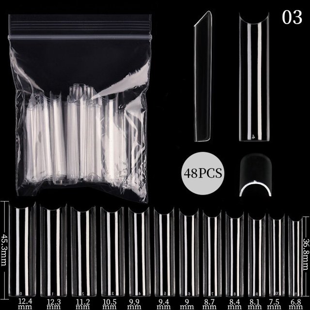 Puntas de uñas postizas esculpidas, sistema de extensión de uñas de Gel UV acrílico transparente, almendra ovalada, cubierta completa