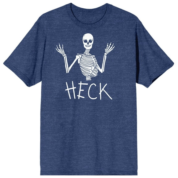 Halloween Half Skeleton Heck Men's Navy Blue Heather Graphic Tee-Small