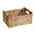 thumbnail image 2 of Cesta de almacenamiento, cesta de mimbre decorativa con asas, cesta rectangular tejida de escritorio 32 cm x 22 cm x 16 cm, 2 of 9