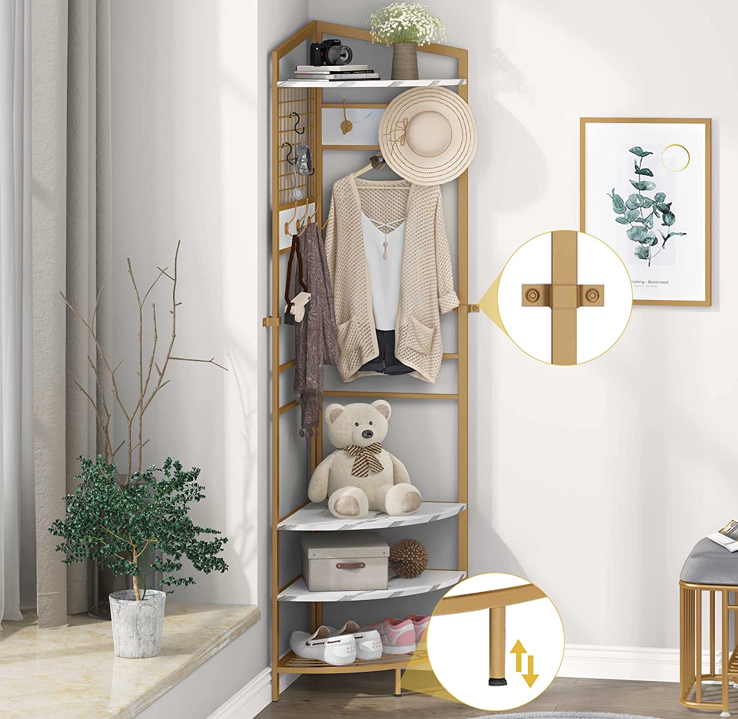  COVAODQ Wooden Rotatable Coat Rack Freestanding Coat Rack Stand  Enterway Hall Tree Free Standing for Coats, Jackets, Bags,Hats : Home &  Kitchen