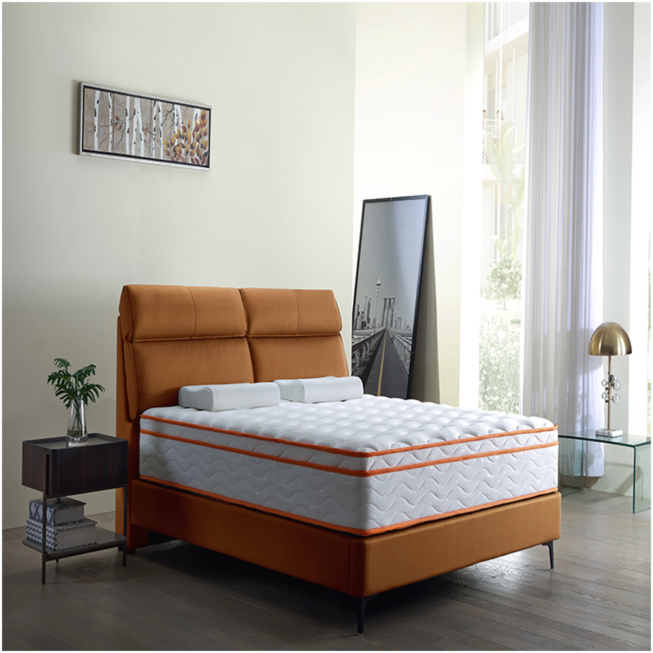 CHAMPFLAG King Size Mattress 10 Inch Hybrid, Medium Firm Feel, Gel Memory Foam, Pocket Coils for Support, Motion Transfer Isolation, Fiberglass-Free
