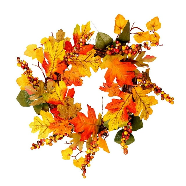 de flores grandes de 15.0 in para puertas de , flores artificiales con puertas de hojas, interiores y exteriores hoja de arce wreath_40cm BLESIY Guirnalda de la guirnalda de la pared de la puerta delantera