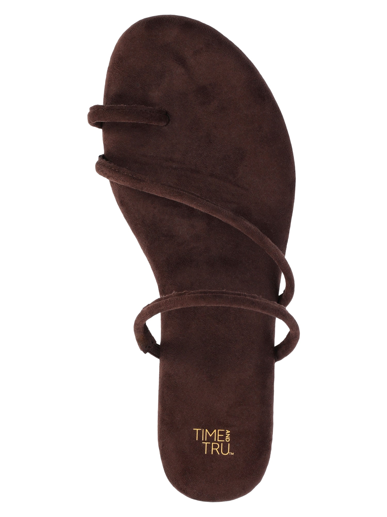 Time and Tru Women's Faux Suede Barely There Toe Loop Sandals