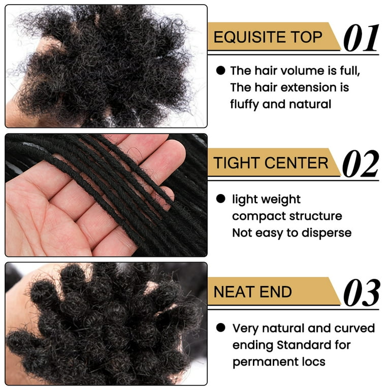 AONKIA 16 Inch Dreadlock Extensions 0.2cm Width Loc Extensions Human Hair for Men Women 30 Strands 100 Real Human Hair Full Handmade Permanent Dreadlock Extensions Locs Extensions Human Hair Walmart.c...