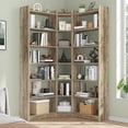 thumbnail image 2 of 71" Tall Corner Bookcase, Modern L-Shape Bookshelf with 18 Cube, Triple Wide Bookcase Display Display Shelf for Living Room, Home Office, Brown, 2 of 10