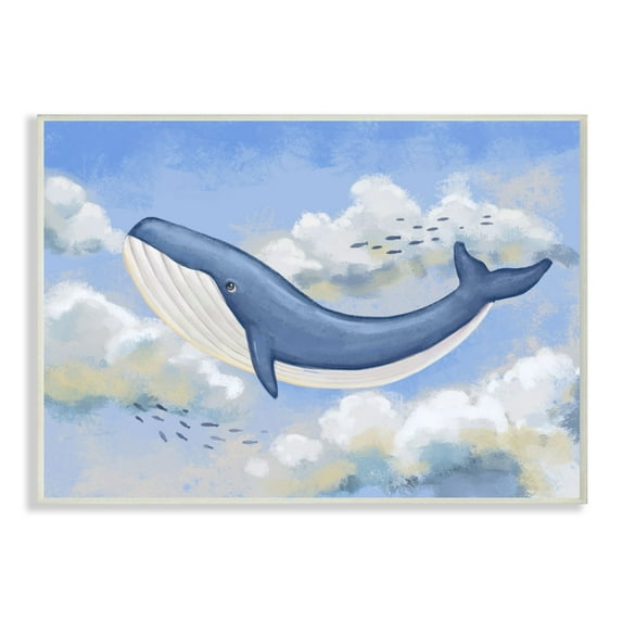 The Kids Room by Stupell Flying Whale Animal Pastel Blue Kids Nursery Painting Wall Plaque by Ziwei Li