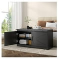 thumbnail image 4 of Shoe Storage Bench Entryway - 2 Tier Farmhouse Shoe Cabinet w/ Cushion - Black - 39.37"W x 13.78"D, 4 of 6