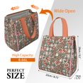 thumbnail image 3 of Pioneer Flower Floral Print Pattern Insulated Lunch Bag for Women & Adults,Large Portable Soft Cooler Lunch Bag,Thermal Food Storage Tote with Pearl Cotton,8.66L,8.75x5.75x9.5 Inch, 3 of 6