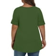 thumbnail image 3 of Fashion $15 & under Olyvenn Plus Size Tops for Women Dressy Short Sleeve V Neck Shirts for Women Summer Tops for Women 2025 Solid Long Shirts Green 14, 3 of 7