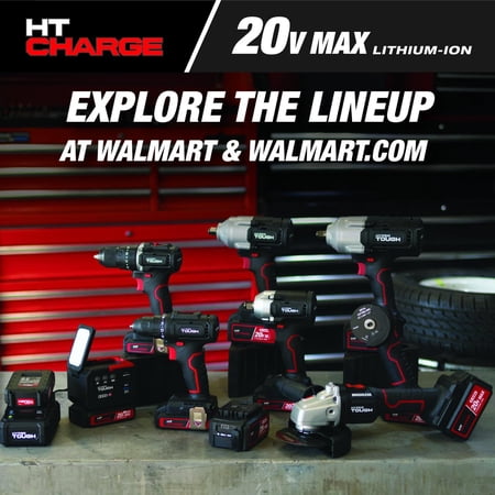 HYPER TOUGH 20V BRUSHLESS 1/2-INCH 2-SPEED CORDLESS HAMMER DRILL BATTERY & CHARGER