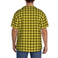 thumbnail image 3 of Yiaed Yellow Checkered Plaid Print Mens Casual Wrinkle Free Shirts Short Sleeve Button Down Summer Stretch Dress Shirt-X-Large, 3 of 5