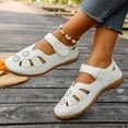 thumbnail image 4 of YLOMAY Womens Sandals Closed Toe Leather Sandals Comfy Soft Sole Ankle Strap Hollow-Out Shoes Slippers Summer Casual Shoes White, 4 of 6