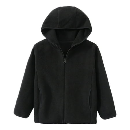 BULLPIANO Toddler Polar Fleece Full-Zip Hooded Jacket Lightweight Hooded Warm Fall Winter Coats for Boys Girls
