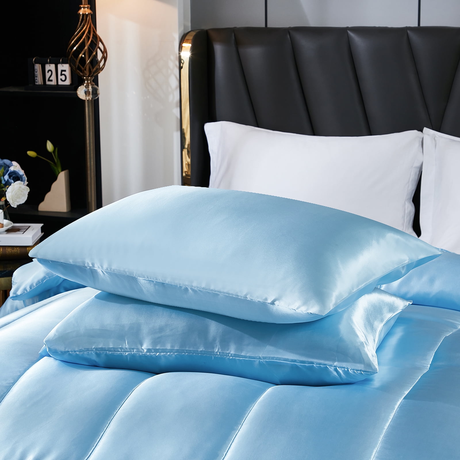 Satin Comforter Set King Silk Like Pink Bedding Set Luxury Hotel Silky Bed Home Deocr Sexy Silky Down Comforter Light Pink Bed Set