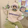 thumbnail image 4 of Pijama de astronauta para niña, conjunto de tres capas de algodón, aislamiento grueso, 2 piezas, ropa de casa, Top y pantalón, Invierno, 4 of 5