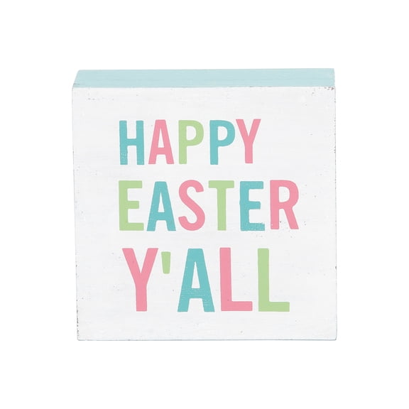 "Happy Easter Y'All" Wooden Single Block Figurine 4.75"
