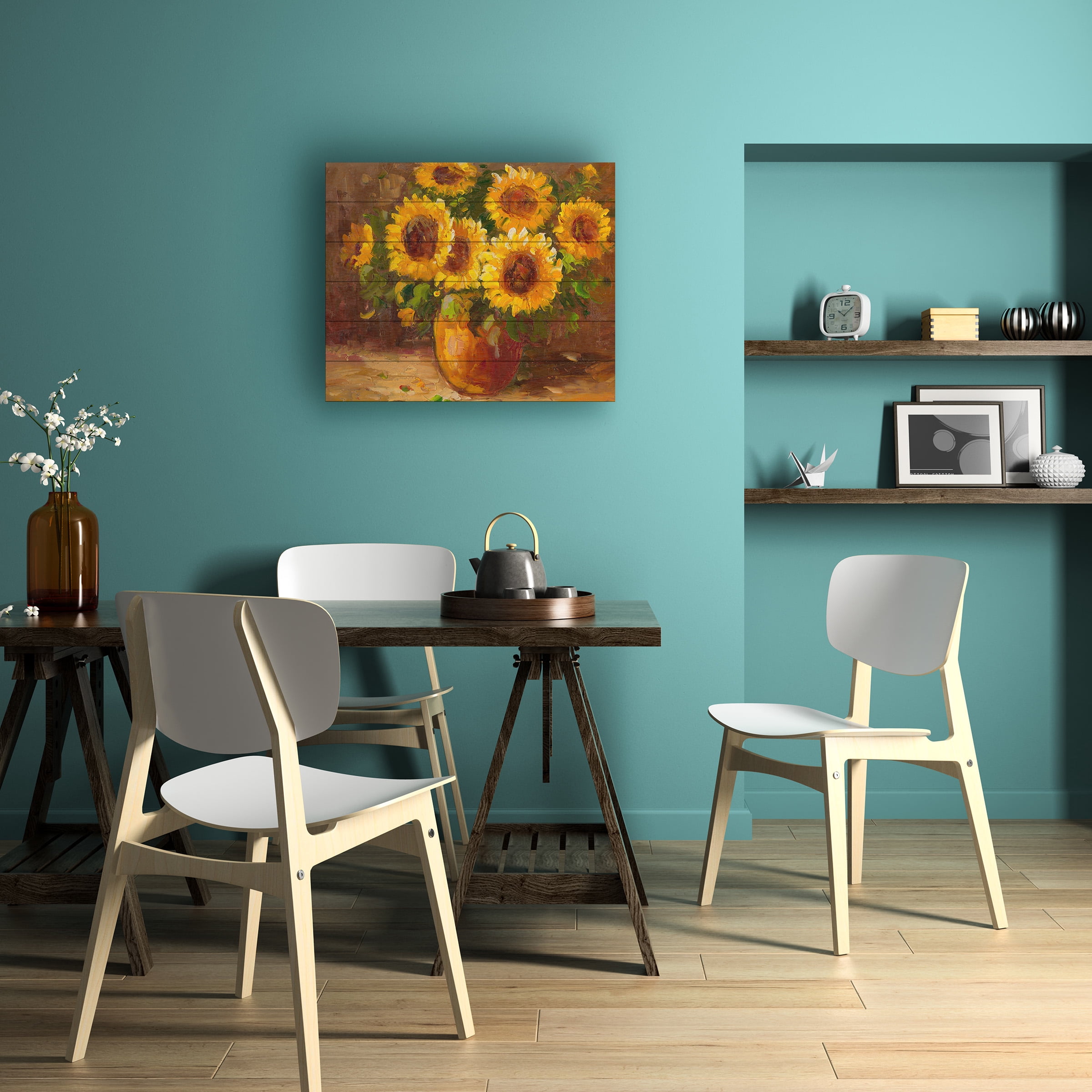 Trademark Fine Art 'Sunflowers Still Life' Wooden Wall Art Art by Rio