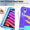 thumbnail image 4 of iPad mini 6 Case with HD Screen Protector, iPad mini 6th Generation Case 8.3 inch 2021, Dteck Heavy Kids Safe Shockproof Case with Built-in Kickstand for iPad mini 6th Generation,Purple/Mint, 4 of 7