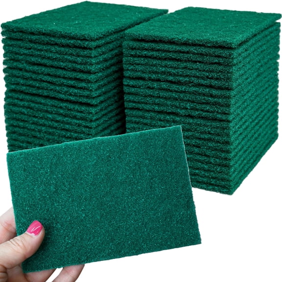 Kleen Handler Green Medium Duty Cleaning Pads – 4 x 6 in, Multi-Purpose Scrub Sponges for Dishes, Kitchen, Bathroom & General Household Cleaning,Pack of 40