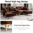 thumbnail image 3 of Noble House Canapé Sectionnel en Forme de U en Forme de Nuage, Équipé d'Un Fauteuil Inclinable Simple et d'Un Repose-Pieds Mobile, interface USB, Brun, 3 of 8